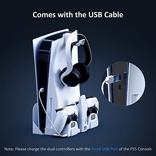 NexiGo PS5 (All Versions) and PSVR2 Wall Mount Kit with Charging Station, Controller Holder, and Headphone Hanger - Metal Wall Hanging Charger Stand for PlayStation 5 Console/Slim (Disc & Digital)