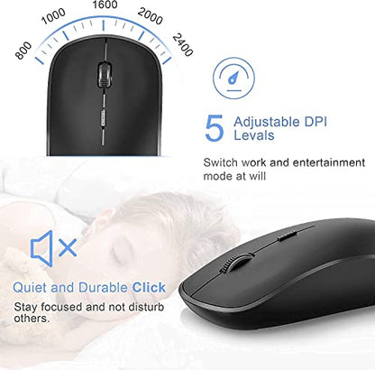 JOYACCESS Wireless Keyboard and Mouse,2.4G Ergonomic and Slim Wireless Computer Keyboard Mouse Designed for Windows, PC, Laptop,Tablet - Black Grey - color: black grey