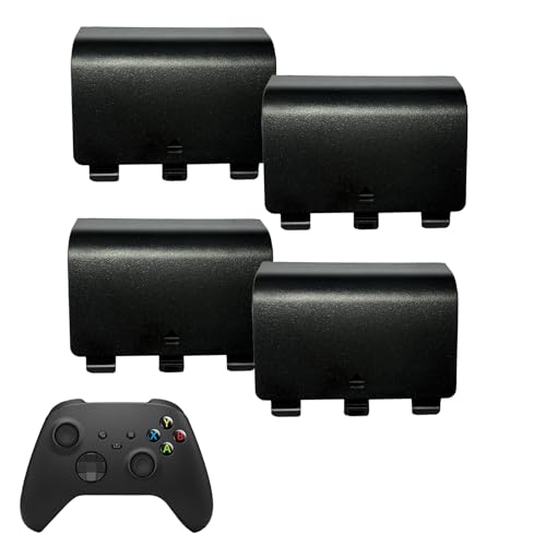 4 Pack Battery Back Cover for Xbox Series X/S Controller [NOT for Xbox One, NOT for Xbox One X/S],Replacement Battery Back Shell Covers Compatible with Series S, Series X Controller (Black) - color: Black