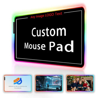 Custom RGB Mouse Pad Personalized Led Mouse Pad with Picture Custom Gaming Mouse Mat Glowing Led Non-Slip Rubber Base Computer Keyboard Pad Mat, 23.6x13.8 in - size: 23.6 x 13.8 in