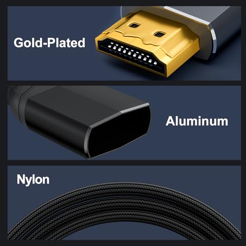 ZIKNYDO HDMI 2.2 Cable 1.6ft/0.5m (Ultra High Speed 96Gbps, 16K/10K/8K/4K, Dynamic HDR, HDR10+, Dolby Vision, Dolby Atmos, DTS:X, HDCP 2.2&2.3) Compatible with HDMI 2.1/2.0 Cord, PS5, Xbox Series X|S - size: 1.6FT* 1