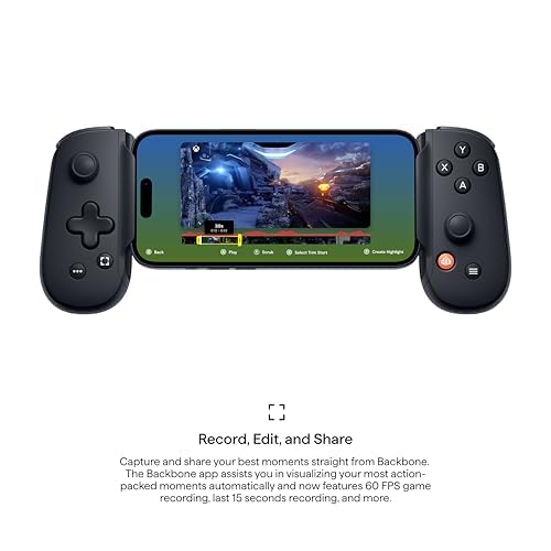 BACKBONE One Mobile Gaming Controller (Black), Phone Controller for Android & iPhone 15/16/17 Series, 2nd Gen, Play Xbox, Fortnite, Call of Duty, With 3-Months Apple Arcade Access - color: Black