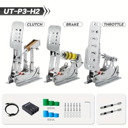 Simjack UT Sim Racing Pedals 200KG Load Cell Brake Pedal PC Racing Simulator Pedals Pressure Sensor HE Hydraulic Pedal (UT-P3-H2) - color: UT--P3-H2