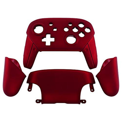 eXtremeRate Red Faceplate Backplate Handles for Nintendo Switch Pro Controller, Soft Touch DIY Replacement Grip Housing Shell Cover for Nintendo Switch Pro - Controller NOT Included - color: Scarlet Red