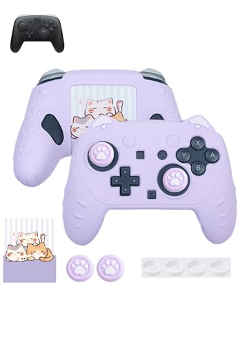 Case for Nintendo Switch 2 Pro Controller,UYRUREL Premium Sillence Material,Shock-Absorbing and Anti Drop Protection Soft Shell,with Stickers and Thumb Grips,Purple. - color: Purple