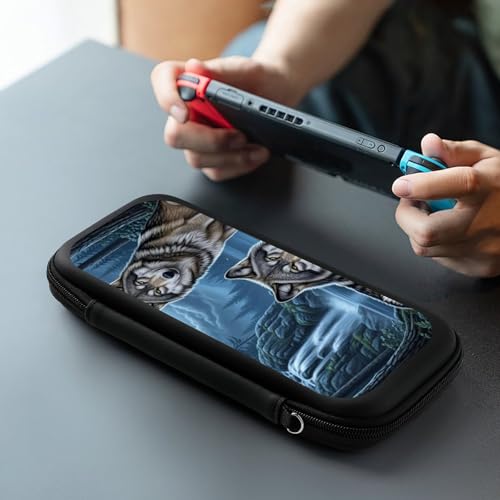 PPIKTC Carrying Case Compatible with Nintendo Switch, Travel Storage Holder Bag with 15 Game Cartridges, Moon Wolf Love - color: Design (211)