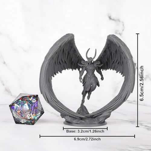 AUSPDICE Angel Fighter 32mm DND Miniature, Winged Warrior for TTRPGs, S11 | 3D Printed 1:50 Scale Angel Warrior with Feathered Wings and Horned Armor for Dungeons and Dragons and Wargaming