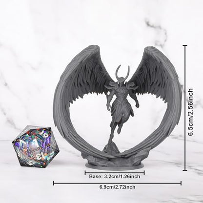 AUSPDICE Angel Fighter 32mm DND Miniature, Winged Warrior for TTRPGs, S11 | 3D Printed 1:50 Scale Angel Warrior with Feathered Wings and Horned Armor for Dungeons and Dragons and Wargaming
