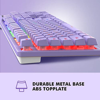 NPET K10 Wired RGB Purple Membrane Keyboard for PC Desktop | Spill Resistant, Multimedia Hotkeys, Quiet Membrane Gaming Keys