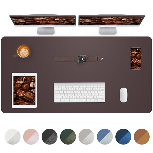 Leather Desk Pad Protector,48" x 23"Large Desk mat,Office Desk Mat, Non-Slip PU Leather Desk Blotter,Mouse pad,Waterproof Keyboard mat for Office/Home/Decor (Coffee) - color: Coffee, size: 48" x 23"