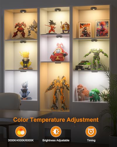 WILLED Puck Lights with Remote Control,3 Colors Under Cabinet Lighting Wireless,Rechargeable Battery LED Tap Light,Timer Function Stick On Lights for Kitchen,Cabinet,Counter,Closet, Shelf,3 Pack - color: 3000K/4500K/6000K
