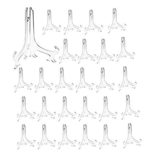 Artliving 7 Inch Acrylic Card Display Stands, Small Plastic Easels and Stand/Plate Holders for Displaying Pictures, Plates, or Cards at Weddings, Home Decor, or Birthdays (Clear, 24 Pack) - color: White, size: 7inch(24piece)