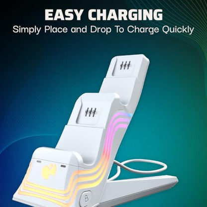 PDP Afterglow Wave Dual Charger for Xbox Series X|S, Xbox One Controllers | Customizable RGB Lighting, Charges 2 Controllers, Rechargeable 40-Hr Battery, Licensed for Xbox, White - color: White, style: Xbox