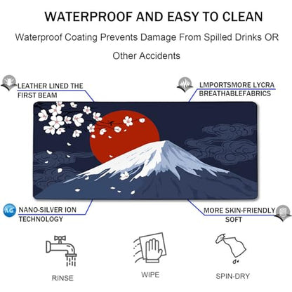 Japanese Mt Fuji Gaming Pad, Large Mouse Pad for Gamer, Durable 31.5"x15.7" Extended Mousepad with Stitched Edges, Waterproof Non-Slip Base Long XXL Large Mouse Pad for Home Office Work - color: Mt Fuji