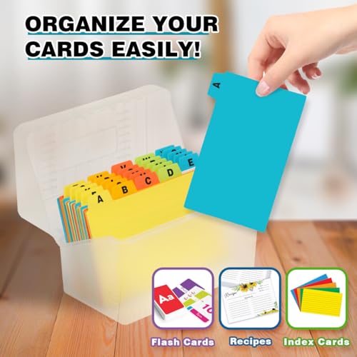 H4D Index Card Holder 3x5 Inches with 25 Plastic Dividers, Clear - color: Clear, size: 3x5 inch