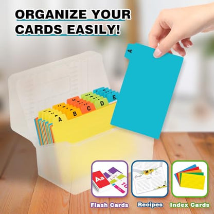 H4D Index Card Holder 3x5 Inches with 25 Plastic Dividers, Clear - color: Clear, size: 3x5 inch