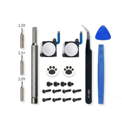 2-Pack Joystick Replacement for Nintendo Switch Joy-Con Controllers, Analog Thumb Stick Repair Kit with Y1.5 Triwing Screwdriver + Pry Tools, Fix Drift Issues for Switch/OLED/Lite (White Pack) - color: White Pack