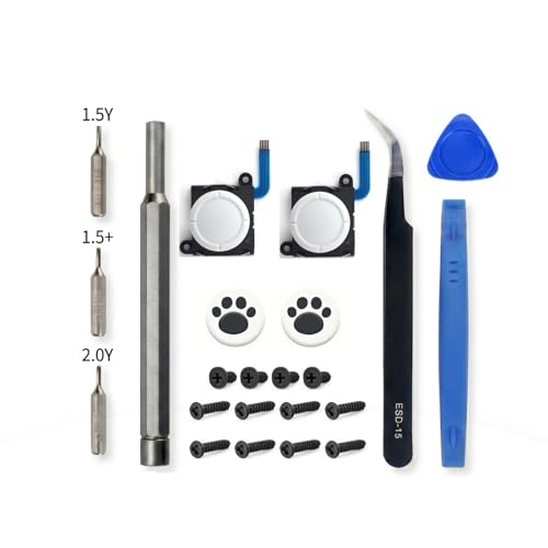 2-Pack Joystick Replacement for Nintendo Switch Joy-Con Controllers, Analog Thumb Stick Repair Kit with Y1.5 Triwing Screwdriver + Pry Tools, Fix Drift Issues for Switch/OLED/Lite (White Pack) - color: White Pack