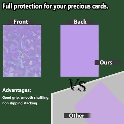 100 Count Pale Purple Card Sleeves for Trading Cards, Perfect Fit Shiny Card Sleeves, Holographic Card Sleeve Fit for Magic, Photo Card, Sports Cards (66x91mm) Waterproof, dustproof and Sturdy - color: Kt-pale Purple