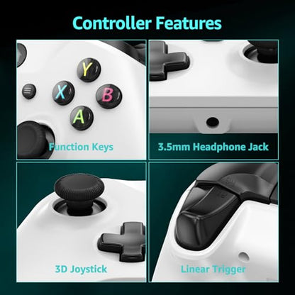 Kamylorus 2-Pack Wired Controller for X-BOX One/PC, Hall Effect Joysticks&Triggers Gamepad with Turbo, 3.5mm Headphone Jack/Dual Vibration, Compatible with X-BOX One/S/X, X-BOX Series S/X, PC, IOS, Android Platforms(2 Pack, White&Black, 7.2ft) - color: Bl