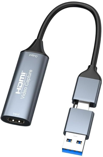 Video/Audio Capture Card, 4K HDMI to USB C/A Capture Card, Full HD 1080P Video Grabber for Gaming Recorder Livestream, Compatible with Switch PS5 PS4 Xbox TV Stick Camera PC Mac