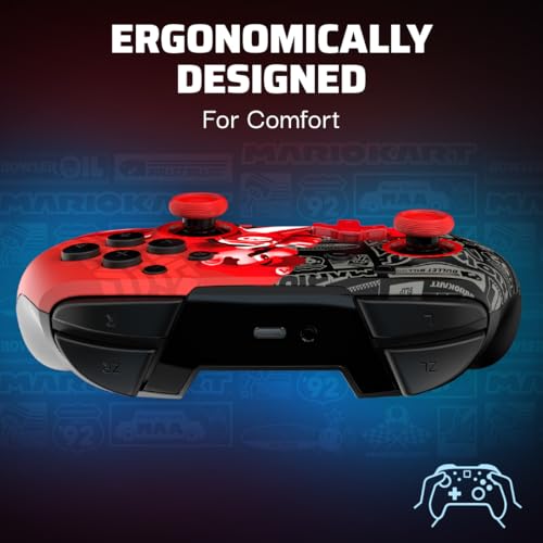 PDP Rematch Glow Wireless Controller Grand Prix Mario Nintendo Switch 2 | Nintendo Switch Lite, OLED, Motion Controls, Rechargeable 40-Hr Battery, 2 Mappable Back Buttons, Grand Prix Mario Glow - color: Grand Prix Mario