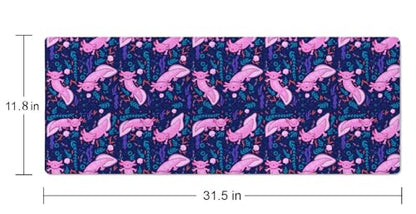 Axolotl Large Gaming Desk Mat - 31.5x11.8 inches Extended XL Big Cute Mouse Pad Waterproof with Non-Slip Base and Stitched Edges for Computer Keyboard - color: Axolotl