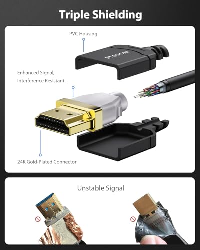 Stouchi Ultra Thin HDMI Cable |Certified 48Gbps|8K Ultra High Speed HDMI® | 6.6FT/2 Packs 8K@60Hz 4K@120Hz, eARC, HDR, Dolby Atmos/Vision Compatible with PS5/Xbox/Roku TV/Gaming Monitors - size: 6.6ft