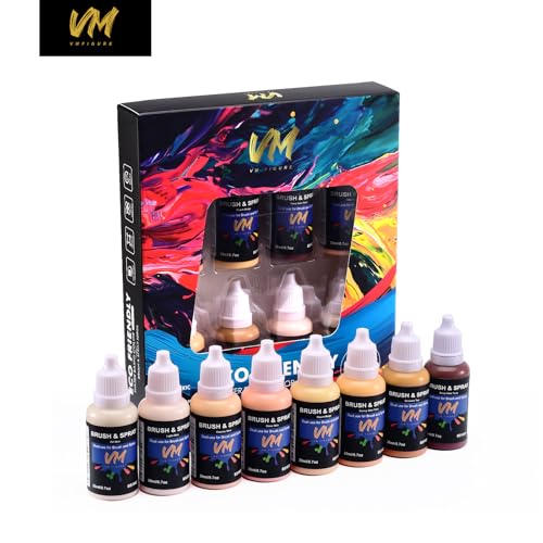 VM 8 Color Skin Tone Paint Set,Flesh Tone Model Paint Kit for Artists, Crafts, Miniature Figures, Bust Painting,Modeling Acrylic Paints 8 Bottles x 20ml (0.67 fl.oz.) - color: Skin Tone Color Set 8 Bottles