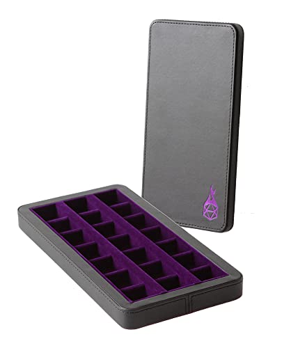 Forged Dice Co. Reliquary Large Divided Case With Tray for Polyhedral Sets - 21 Felt-Lined Chambers - Magnetic Lid Closure - Metal Storage Box - Purple - color: Purple