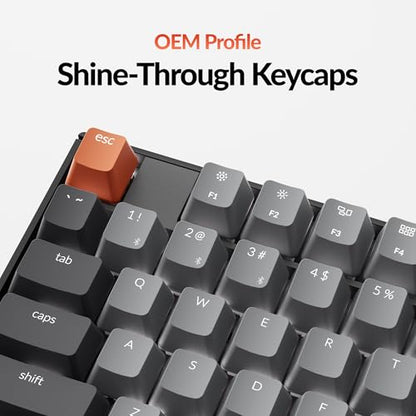 Keychron K10 Full Size 104 Keys Bluetooth Wireless Mechanical Gaming Keyboard for Mac Windows with Keychron Silent K Pro Red Switch, Multitasking/White LED Backlight/USB C Wired Computer Keyboard - color: Keychron Silent K Pro Red Switch