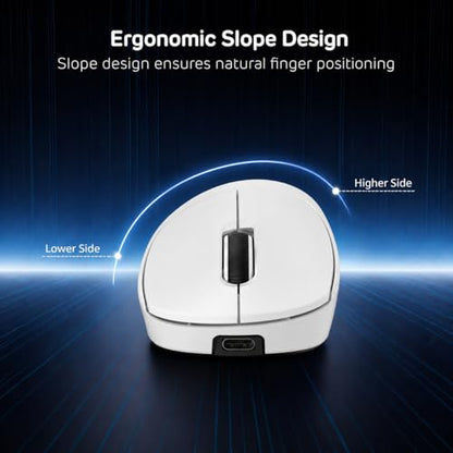 RK ROYAL KLUDGE MG5 8K Wireless Gaming Mouse, 42K DPI PAW3950 Sensor, 56g Lightweight Ergonomic Mouse, Dual 8000Hz Polling Rate, Tri-Mode 2.4G/BT/USB-C, Programmable Web Drive for PC Win/Mac - color: White
