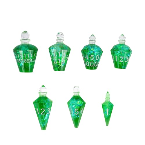 7PCS Potion DND Dice Set,Transparent Sharp Edge Die Set D&D RPG Polyhedral Dice,for Dungeons and Dragons TTRPG Games Roleplaying Games.(Green Galaxy) - color: Green Galaxy