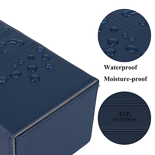 AEGIS GUARDIAN Card Deck Box for MTG with 3 Tray Commander Deck Box Hold 200+ Double Sleeved Cards, PU Leather 7 Strong Magnets Card Storage Box Deck Game Case for TCG CCG, Blue - color: 2-3