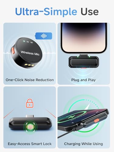 BILIWAL Wireless Lavalier Microphone for iPhone 15/16 & Android & PC, Magnetic Clip-On Lapel Mic with 2.4G Noise Canceling, Plug-Play Mini Microphone for Video Recording, Interviews, TikTok, YouTube - size: USB-C RX to 2 (No Charging case)