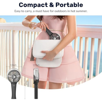 HandFan 4000mAh Portable Misting Fan, 50ml Water Tank, Rechargeable Handheld Personal Mister Fan, Spray Water Mist, Foldable Electric Cooling Ice Fans for Beach, Travel, Outdoors(Black) - color: Black, style: 4000mAh