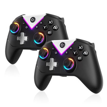 Xexvyrin Wireless Controller for PC， Turbo, Gyro Axis, Dual Vibration(RGB BLACK) (pitch black) - color: Pitch Black