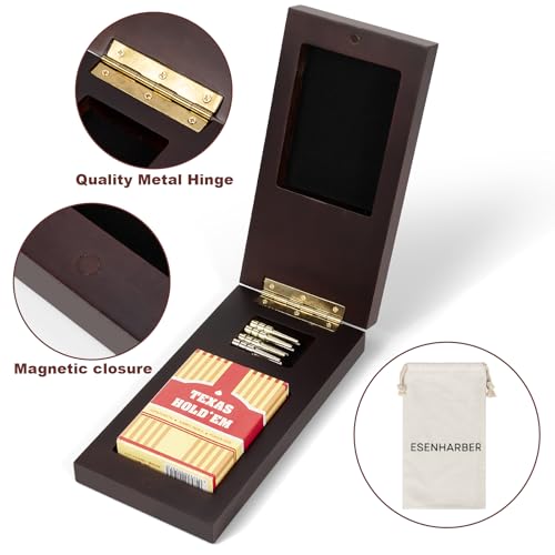 ESENHARBER Foldable Wooden Cribbage Board Set - Elegant 3-Track Design with Magnetic Closure, 9 Metal Pegs, Full Deck of Cards, Perfect for Family Game Nights and Travel - style: Foldable