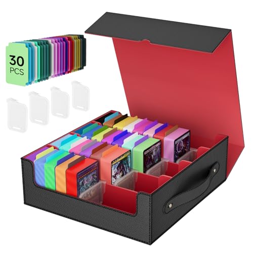 Trading Card Storage Box, MTG Deck Boxs, Card Storages Boxes, bulk card storage, Commander Decks Boxes, Sports Cards Storages, Mtg Commander Deckes Boxes,Deck Boxss Mtg (Black and Red) - color: Black and Red