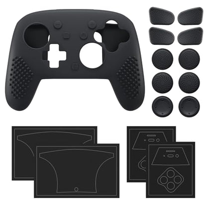 PlayVital Silicone Cover Skin for Nintendo Switch 2 Pro Controller – 3D Studded Edition Anti-Slip Grip Protector Case for Switch 2 Pro with Back Button Cap, Thumb Grips & Sticker - Black - color: Black
