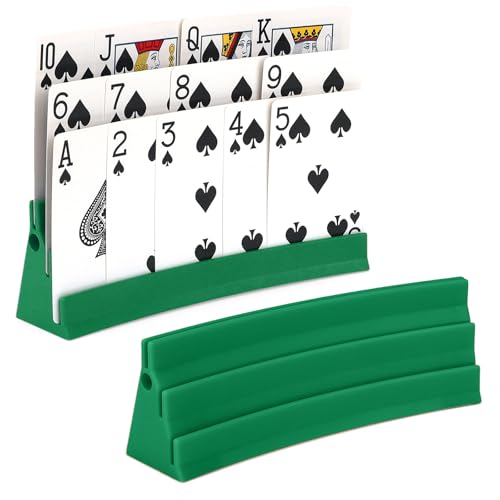 2-Pack Card Holder for Playing Cards 3-Layer Magnetic Storage Tray for Poker, UNO & Game Nights Travel-Friendly Organizer for Kids & Adults - color: Green