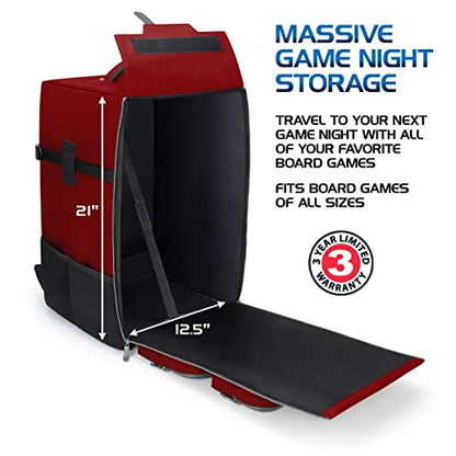 ENHANCE Tabletop Board Game Backpack (Dragon Red) + Board Game Bands - Bundle