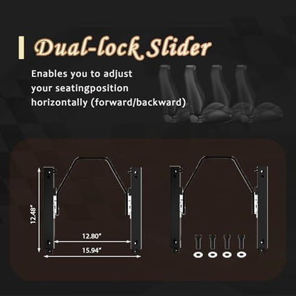 2 Pcs Adjustable Universal Racing Seats with Double Sliders, Reclinable Bucket Seats, 1 Pair of Sport Seats for Vehicles (OBS BLACK 2) - color: OBS BLACK 2