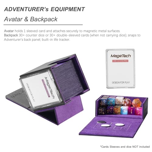 Mage Tech Adventurer [Paragon] Commander Kit - Avatar Holder + Backpack Dice Box Snap-On Back Panel, with Life Tracker - MTG Commander/EDH - Black/Purple - color: 2. Eclipse (Black/Purple), style: 4. Paragon[commander Kit]