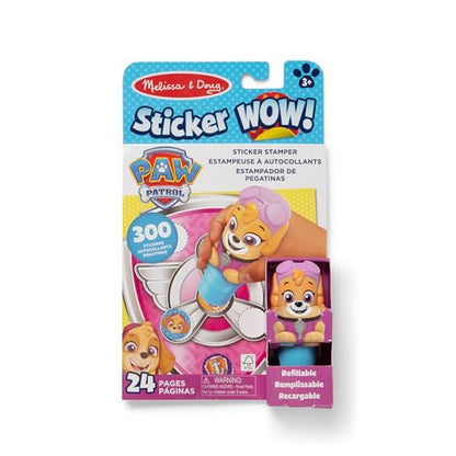 Melissa & Doug Sticker Wow! PAW Patrol Skye Stamper Toy and Activity Pad | 300 Surprise Stickers, PAW Patrol Skye Stamper, 24-Page Pad, Mess-Free Travel Toys, Arts & Crafts, Preschool Toys, Ages 3+ - size: 10.0 x 6.0 x 1.85
