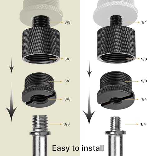 Mic Stand Adapter Set 8 pieces Metal Microphone Stand Screw Thread Adapter 5/8 Female to 3/8 Male 3/8 Female to 5/8 Male 5/8 Female to 1/4 Male 1/4 Female to 5/8 Male Tripod Adapter ADP02A Blck - color: 9 ADAPTER
