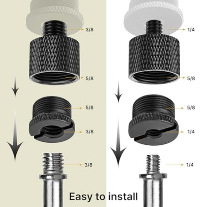 Mic Stand Adapter Set 8 pieces Metal Microphone Stand Screw Thread Adapter 5/8 Female to 3/8 Male 3/8 Female to 5/8 Male 5/8 Female to 1/4 Male 1/4 Female to 5/8 Male Tripod Adapter ADP02A Blck - color: 9 ADAPTER