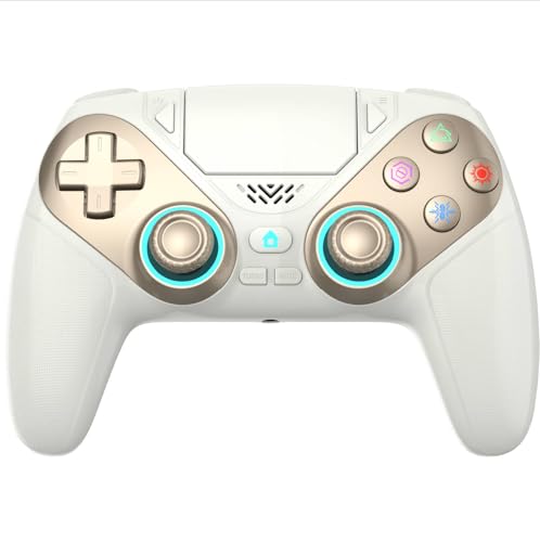 Gamrombo LED Wireless Controller for P-S5, Compatible with P-S5 Pro/Slim/PC, Dual Vibration, Marco/Turbo Function, 3.5mm Audio Jack-Purple - color: White