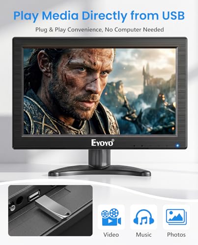 Eyoyo 12" Inch TFT LCD Monitor with AV HDMI BNC VGA Input 1366x768 Portable Mini HD Color Screen Display with Built-in Speaker - style: 12 inch 1366x768