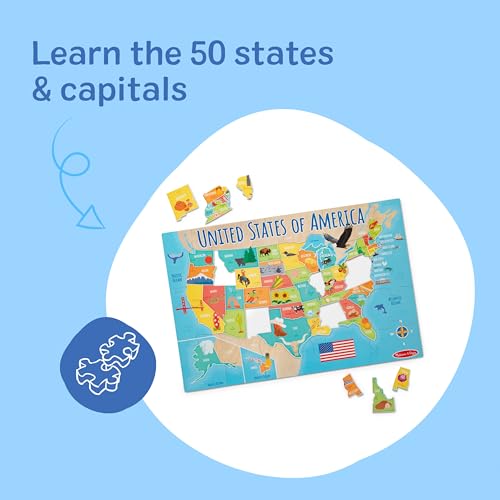 Melissa & Doug USA Map Jumbo Floor Puzzle 51-Piece Educational Toy | 51 Jumbo Pieces, 3x2 Feet, USA Map Scene With State Capitals, Educational Floor Puzzle Play, Learning Toys for Kids, Ages 6+